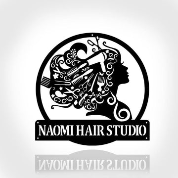 Personalized Metal Monogram Sign, Beauty Salon Girl Hair Metal Wall Art, Hair Salon Name Sign, Decoration For Shop Hair