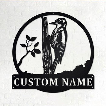 Personalized Metal Monogram Sign, Bird Woodpecker Metal Wall Art, Bird woodpecker Name Sign, Bird woodpecker Home Decor