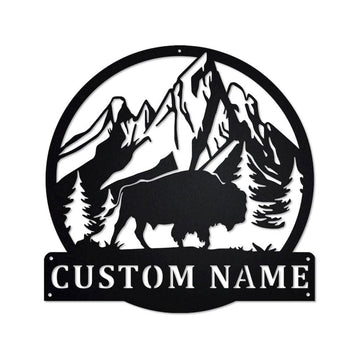 Personalized Metal Monogram Sign, Bison Metal Sign, Bison Metal Wall Art, Bison Metal Sign, Bison Lover, Bison Gift