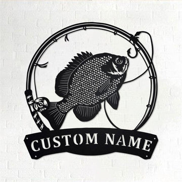 Personalized Metal Monogram Sign, Bluegill Fish Metal Sign, Fishing Metal Wall Art, Fishing Metal Wall Decor, Fishing Lover