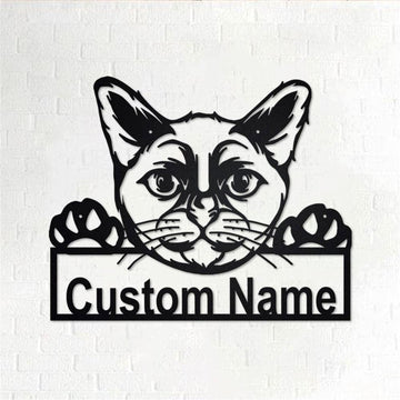 Personalized Metal Monogram Sign, Burmese Cat Metal Wall Art, Burmese Cat Name Sign, Burmese Cat Home Decor