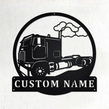 Personalized Metal Monogram Sign, Cab Over Truck Metal Wall Art, Truck Driver Name Sign, Cab Over Truck Home Decor