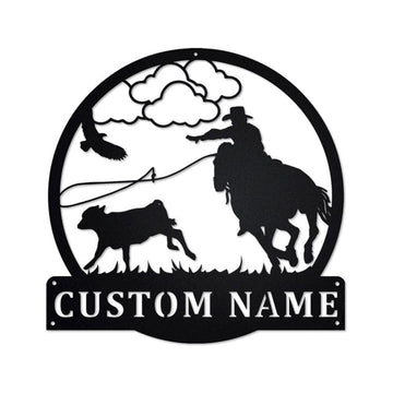Personalized Metal Monogram Sign, Calf Roping Metal Sign, Calf Roping Metal Wall Art, Calf Roping Metal Sign, Calf Roping LoverCalf