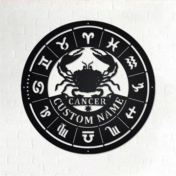 Personalized Metal Monogram Sign, Cancer Zodiac Metal Wall Art, Cancer Zodiac Name Sign, Horoscope Home Decor