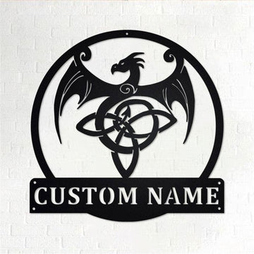 Personalized Metal Monogram Sign, Celtic Dragon Metal Wall Art, Celtic Dragon Name Sign, Celtic Dragon Home Decor
