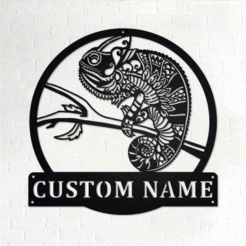 Personalized Metal Monogram Sign, Chameleon Metal Wall Art, Chameleon Name Sign, Chameleon Metal Home Decor