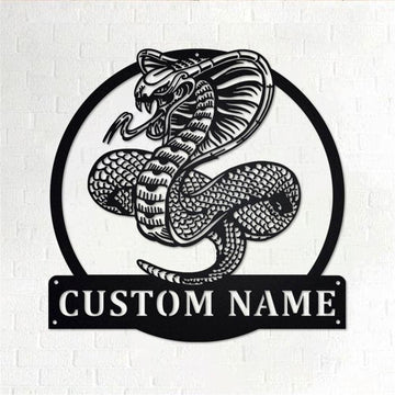 Personalized Metal Monogram Sign, Cobra Snake Metal Wall Art, Cobra Snake Name Sign, Cobra Snake Home Decor