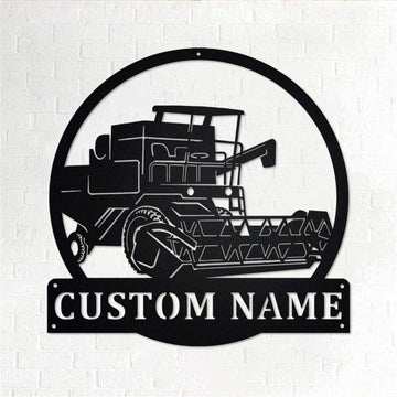 Personalized Metal Monogram Sign, Combine Harvester Metal Wall Art, Combine Harvester Name Sign, Combine Harvester Home Decor