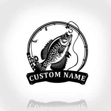 Personalized Metal Monogram Sign, Crappie Fish Metal Sign, Fishing Metal Wall Art, Fishing Metal Wall Decor, Fishing Lover, Fishing Gift