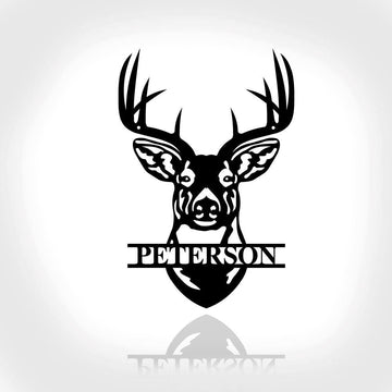 Personalized Metal Monogram Sign, Deer Head Sign, Deer Antler Decor, Deer Hunter Gift, Deer Camp Sign For Him, Fathers Home Decor