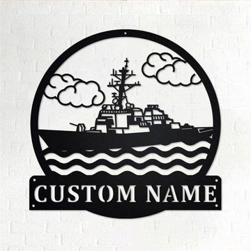 Personalized Metal Monogram Sign, Destroyer Ship Metal Wall Art, Destroyer Ship Name Sign, Destroyer Ship Metal Home Decor