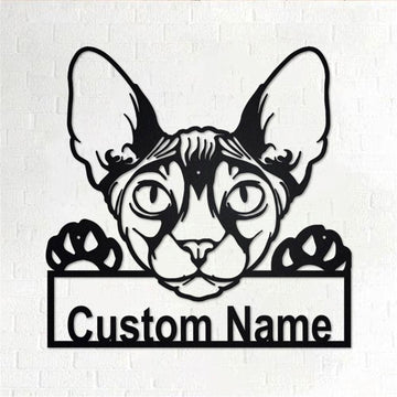 Personalized Metal Monogram Sign, Donskoy Cat Metal Wall Art, Donskoy Cat Name Sign, Donskoy Cat Home Decor