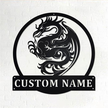 Personalized Metal Monogram Sign, Dragon Metal Wall Art, Dragon Name Sign, Dragon Home Decor