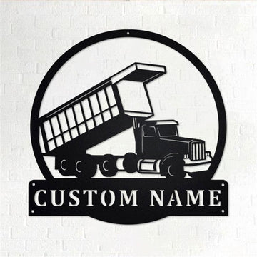 Personalized Metal Monogram Sign, Dump Truck Metal Wall Art, Truck Driver Name Sign, Dump Truck Home Decor