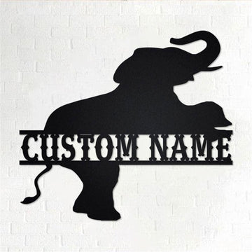 Personalized Metal Monogram Sign, Elephant Metal Wall Art, Elephant Name Sign, Elephant Home Decor