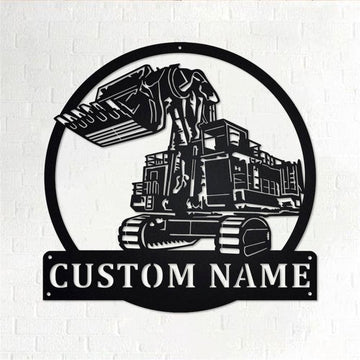 Personalized Metal Monogram Sign, Excavator Construction Metal Wall Art, Excavator Name Sign, Excavator Home Decor