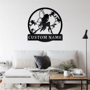 Personalized Metal Monogram Sign, Fairy Monogram Metal Wall Decor, Fairy Metal Wall Art, Fairy Metal Sign, Fairy Lover, Fairy Gift