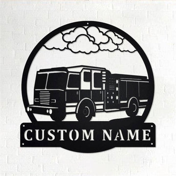 Personalized Metal Monogram Sign, Fire Truck Metal Wall Art, Truck Driver Name Sign, Fire Truck Home Decor