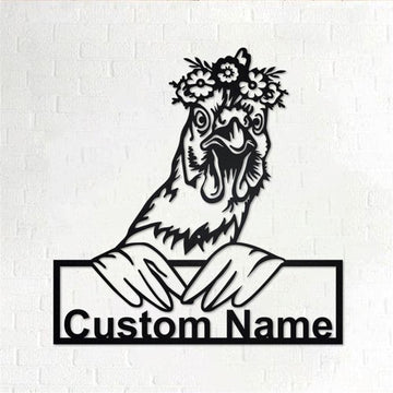 Personalized Metal Monogram Sign, Floral Chicken Metal Sign, Chicken Metal Wall Art, Chicken Metal Wall Decor, Chicken Lover Gift
