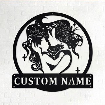 Personalized Metal Monogram Sign, Floral Mom And Baby Metal Wall Art, Mom And Baby Name Sign, Mom And Baby Home Decor