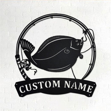 Personalized Metal Monogram Sign, Flounder Fish Metal Sign, Fishing Metal Wall Art, Fishing Metal Wall Decor, Fishing Lover
