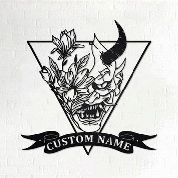 Personalized Metal Monogram Sign, Flowers Demon Devil Metal Wall Art, Demon Devil Name Sign, Demon Devil Home Decor