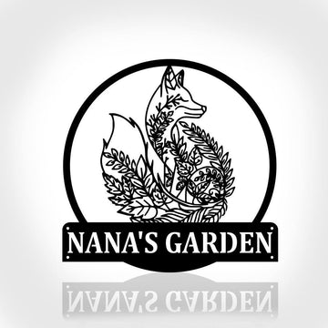 Personalized Metal Monogram Sign, Fox Mandala Metal Wall Art,Fox Name Garden Sign Fox Metal Home Decor