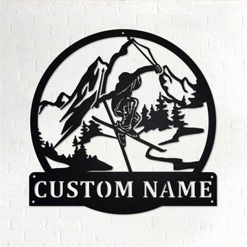 Personalized Metal Monogram Sign, Freestyle Skiing Metal Wall Art,Freestyle Skier Name Sign, Skiing Home Decor