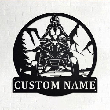 Personalized Metal Monogram Sign, Girl ATV Quad Bike Metal Wall Art, Girl ATV Name Sign, Girl Rider Metal Home Decor