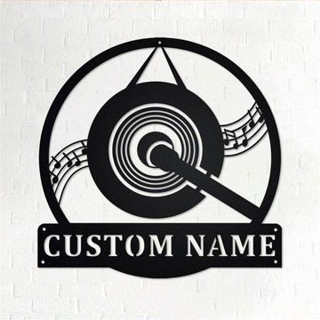 Personalized Metal Monogram Sign, Gong Musical Instrument Metal Wall Art, Gong Name Sign, Gong Metal Home Decor
