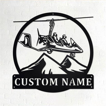 Personalized Metal Monogram Sign, Gyrocopter Metal Wall Art, Gyrocopter Name Sign, Gyrocopter Metal Home Decor