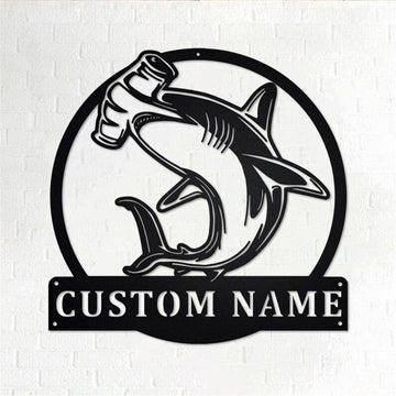 Personalized Metal Monogram Sign, Hammerhead Shark Metal Wall Art, Shark Name Sign, Shark Metal Gymer