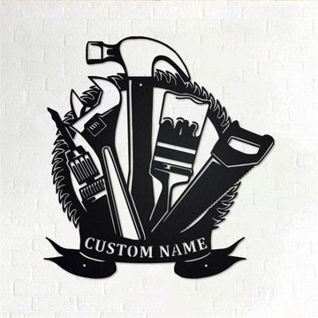 Personalized Metal Monogram Sign, Handyman Metal Wall Art, Handyman Name Sign, Handyman Gymer