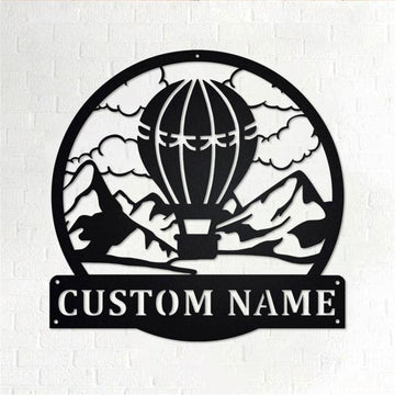 Personalized Metal Monogram Sign, Hot Air Balloon Metal Wall Art, Air Balloon Name Sign, Air Balloon Home Decor