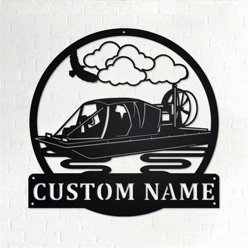 Personalized Metal Monogram Sign, Hovercraft Speed Boat Metal Wall Art, Hovercraft Speed Boat Name Sign, Speed Home Decor