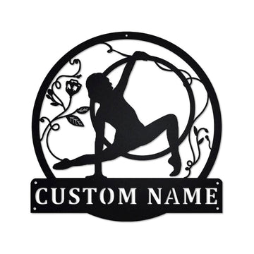 Personalized Metal Monogram Sign, Hula Hoop Metal Sign, Hula Hoop Metal Wall Art, Hula Hoop Metal Wall Decor, Gymnastics Lover Gift