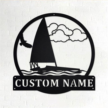 Personalized Metal Monogram Sign, Iceboat Metal Wall Art, Iceboat Name Sign, Iceboat Metal Home Decor