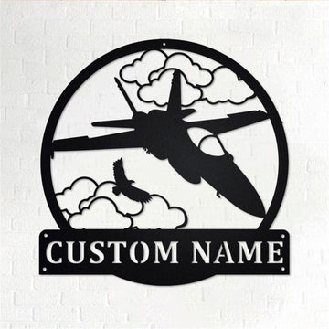 Personalized Metal Monogram Sign, Jet Fighter Metal Wall Art, Jet Fighter Name Sign, Jet Fighter Metal Home Decor
