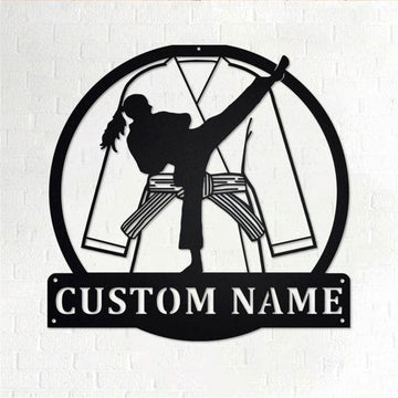 Personalized Metal Monogram Sign, Karate Girl Metal Wall Art,Karate Name Sign, Karate Metal Home Decor