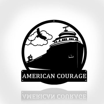 Personalized Metal Monogram Sign, Lake Freighter Ship Metal Wall Art, Freighter Ship Name Sign, Lake Freighter Home Decor