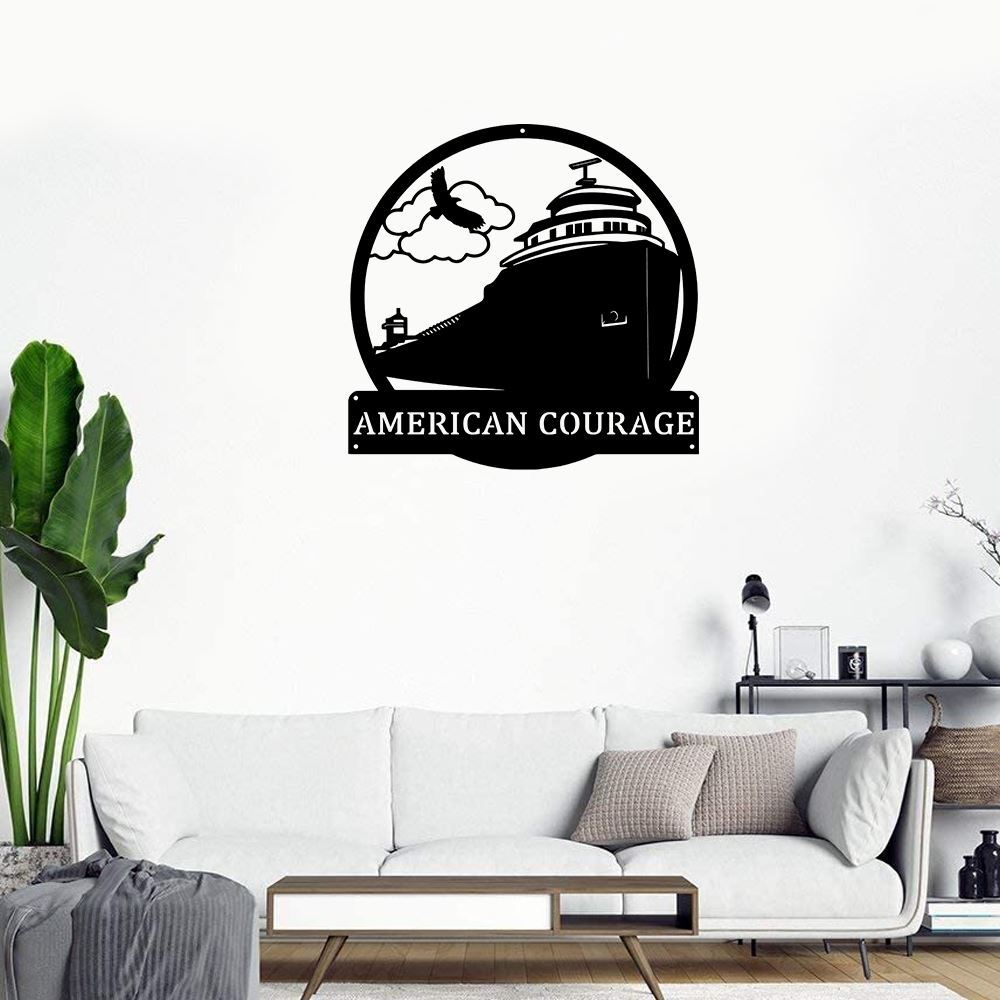 Personalized Metal Monogram Sign, Lake Freighter Ship Metal Wall Art, Freighter Ship Name Sign, Lake Freighter Home Decor