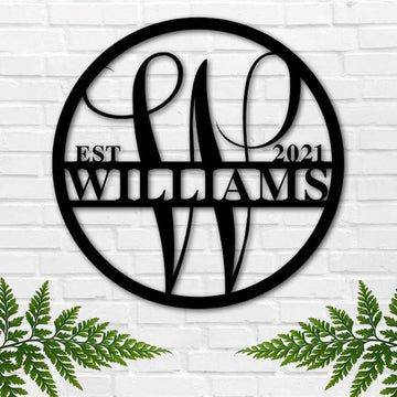 Personalized Metal Monogram Sign, Last Name Sign, EST Initial Sign, Metal Monogram Door Hanger, Housewarming Gift