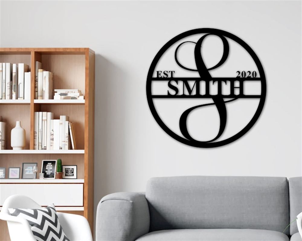 Personalized Metal Monogram Sign, Last Name Sign, EST Initial Sign, Metal Monogram Door Hanger, Housewarming Gift