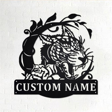 Personalized Metal Monogram Sign, Leopard Animals Metal Wall Art, Leopard Name Sign, Leopard Metal Home Decor