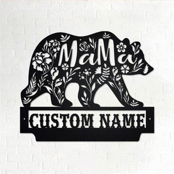 Personalized Metal Monogram Sign, Mama Bear Metal Wall Art, Mama Bear Name Sign, Mama Bear Metal Home Decor