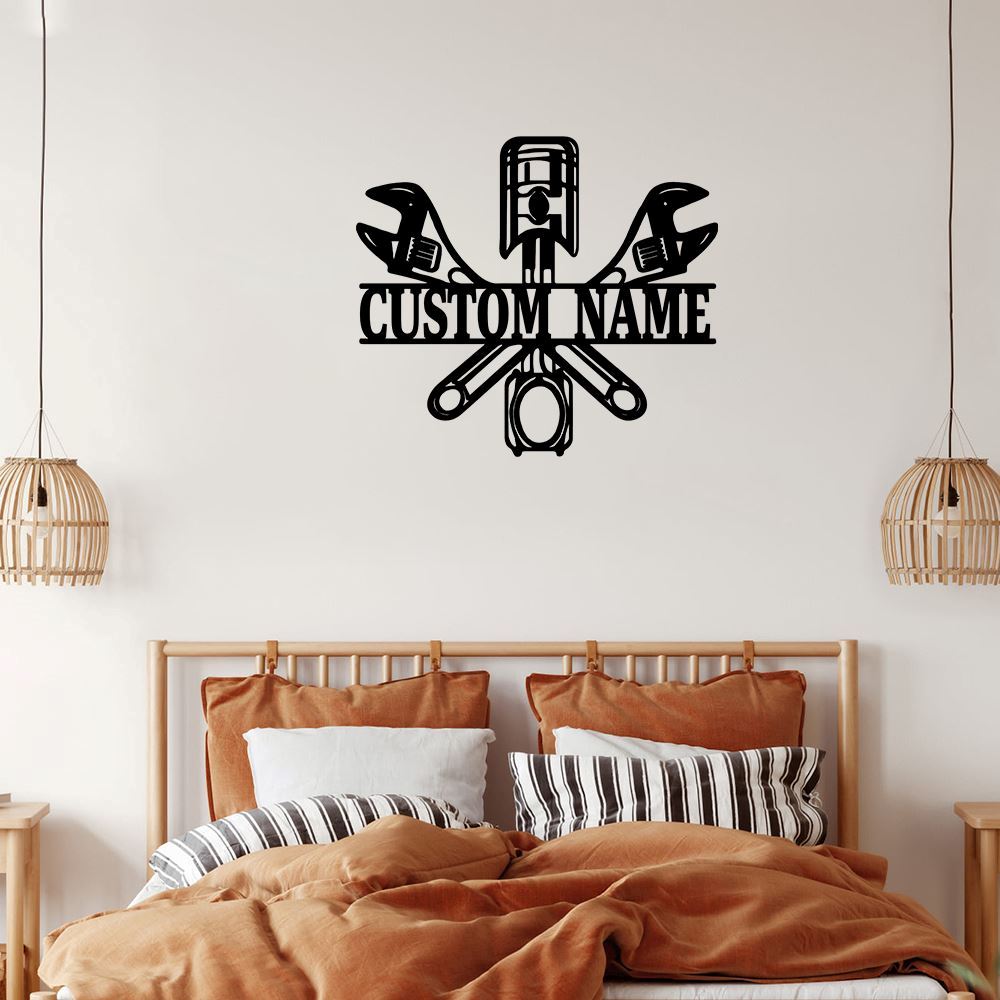 Personalized Metal Monogram Sign, Mechanic Metal Wall Art, Mechanic Name Sign, Mechanic Metal Home Decor