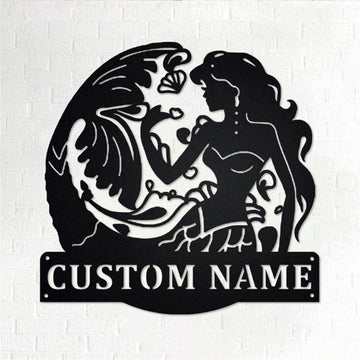 Personalized Metal Monogram Sign, Mermaid Metal Wall Art, Mermaid Name Sign, Mermaid Home Decor