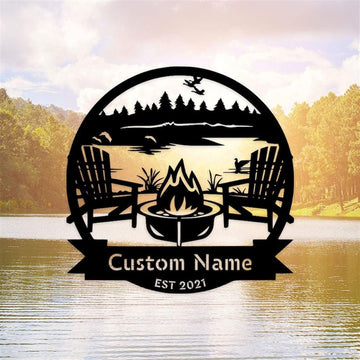 Personalized Metal Monogram Sign, Metal Campsite Monogram Sign, Last Name Sign, Metal Sign