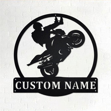 Personalized Metal Monogram Sign, Motocross Motorcycle Metal Wall Art, Biker Name Sign, Motorcycle Metal Home Decor