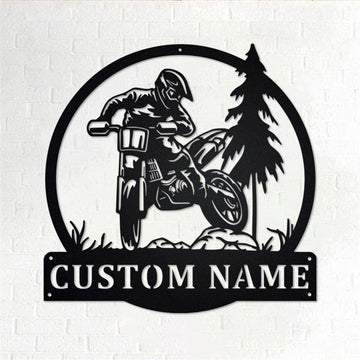 Personalized Metal Monogram Sign, Motocross Rider Metal Wall Art, Biker Name Sign, Motorcycle Metal Home Decor